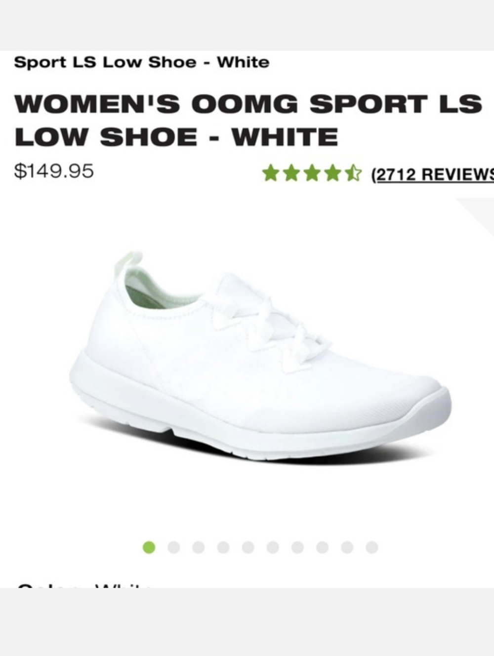 OOFOS OOmg Women Sport LS Low-Top Recovery Sneakers White Mesh Casual Travel - Picture 13 of 13